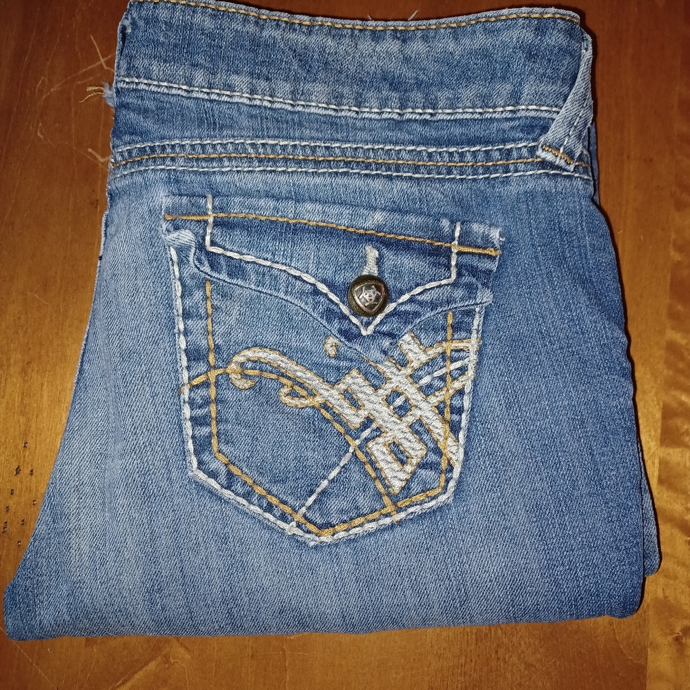 ARIAT Ruby Women's Straight Leg Jeans Low Rise Blend Medium Wash Blue Size 29L